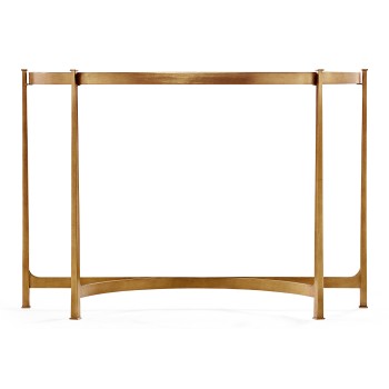 Large Églomisé & Gilded Iron Demilune Console