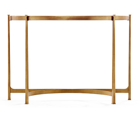 Large Églomisé & Gilded Iron Demilune Console 