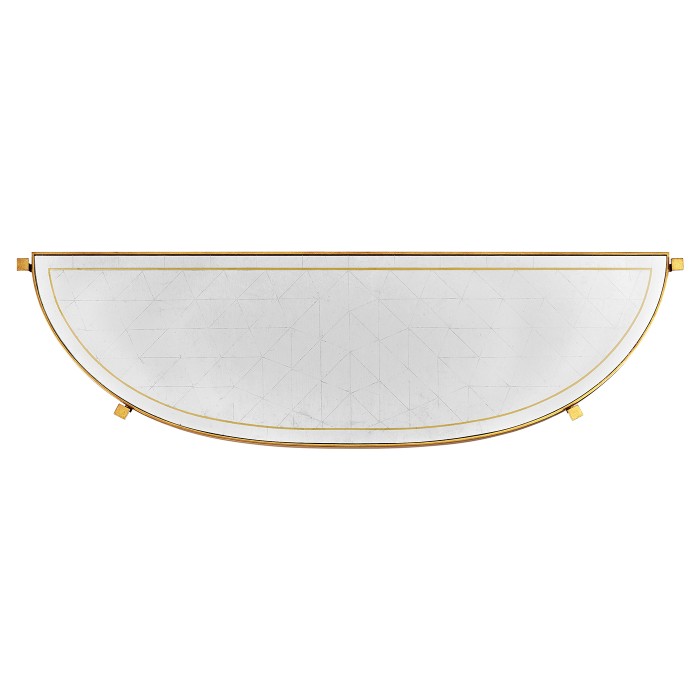 Large Églomisé & Gilded Iron Demilune Console