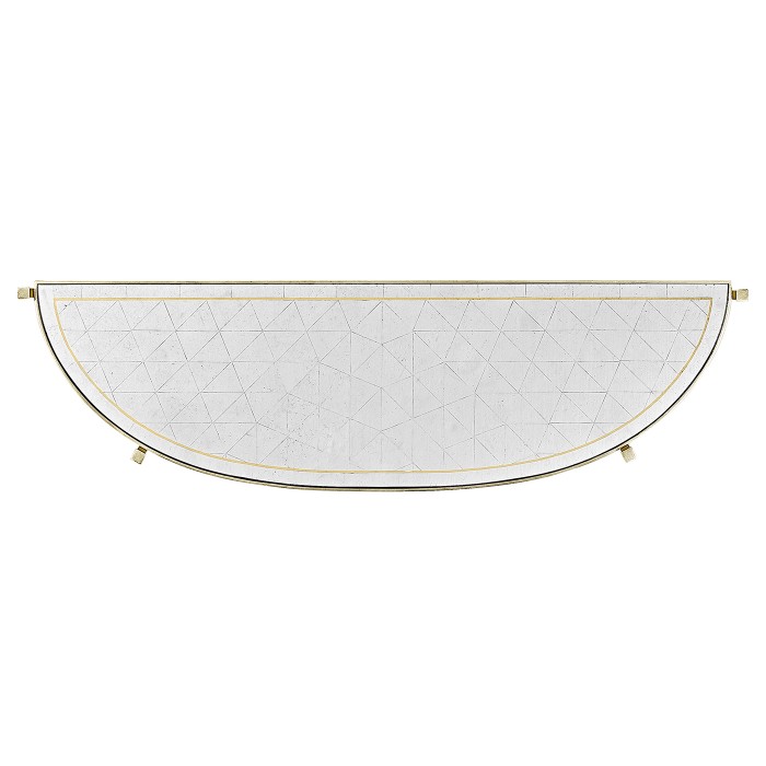 Large Églomisé & Silver Iron Demilune Console