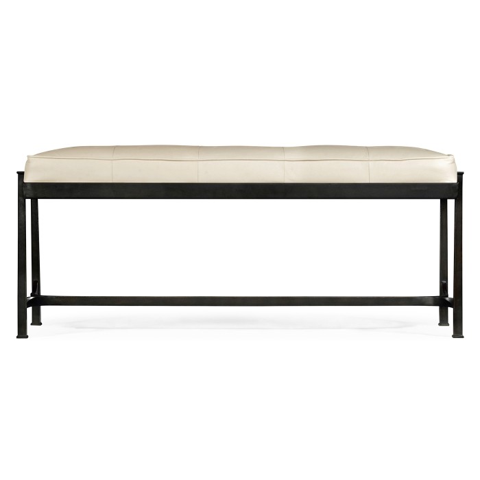 Bronze Iron & Cream Leather Bench