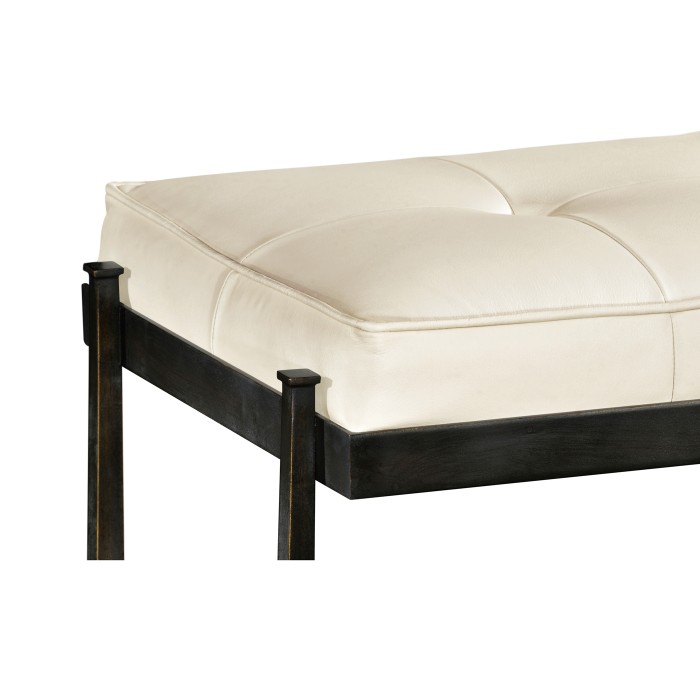 Bronze Iron & Cream Leather Bench