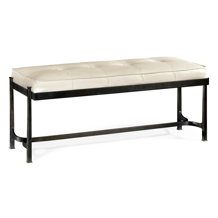 Bronze Iron & Cream Leather Bench