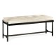 Bronze Iron & Cream Leather Bench