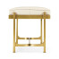 Gilded Iron & Cream Leather Bench