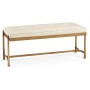 Gilded Iron & Cream Leather Bench