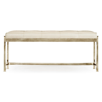 Silver Iron & Cream Leather Bench