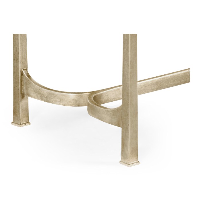 Silver Iron & Cream Leather Bench