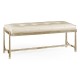 Silver Iron & Cream Leather Bench