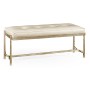 Silver Iron & Cream Leather Bench