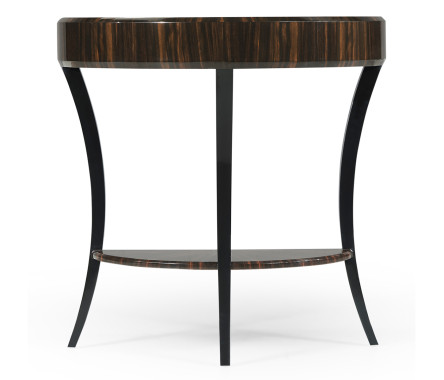 Small Demilune Art Deco Macassar Ebony High Lustre Console Table