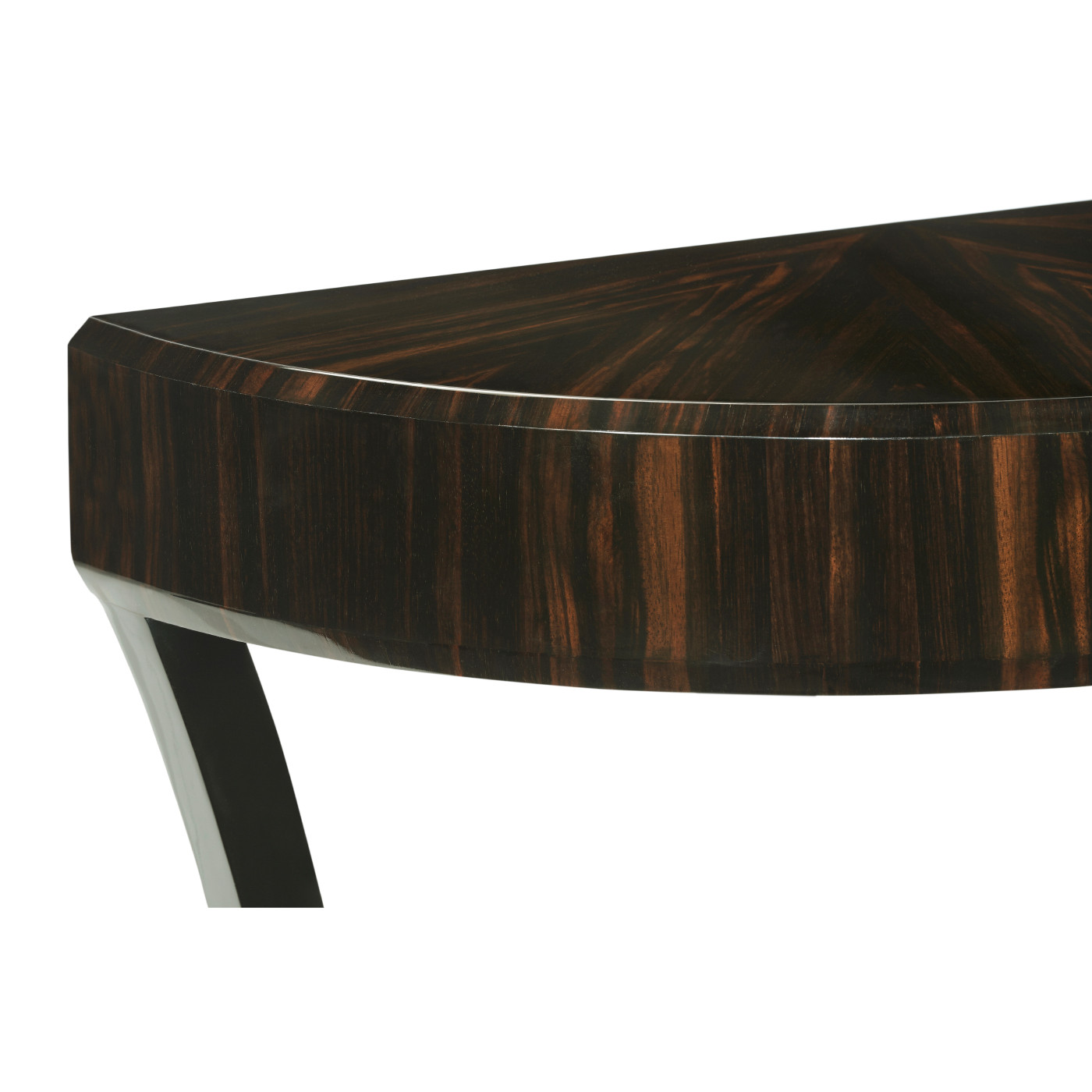 Small Demilune Art Deco Macassar Ebony High Lustre Console Table