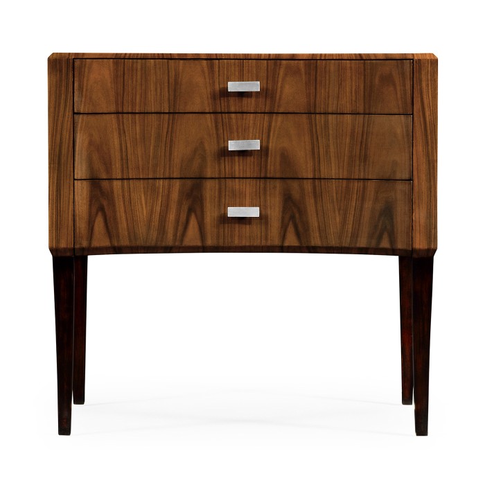 Art Deco curved chest of drawers with stainless steel handles (High lustre)