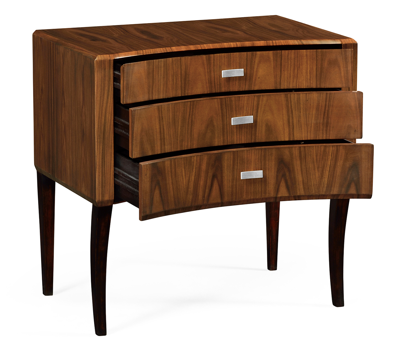 Art Deco curved chest of drawers with stainless steel handles (High lustre)