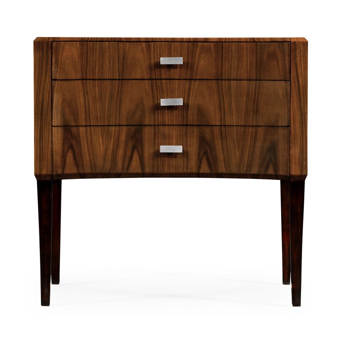 Art Deco curved chest of drawers with stainless steel handles (Satin)