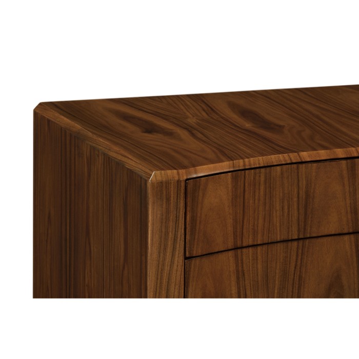 Art Deco curved chest of drawers with stainless steel handles (Satin)