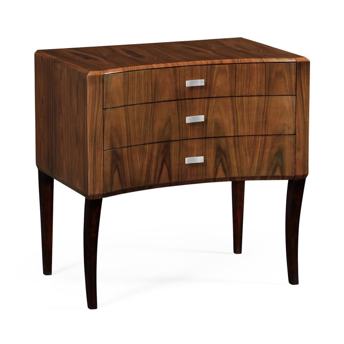 Art Deco curved chest of drawers with stainless steel handles (Satin)