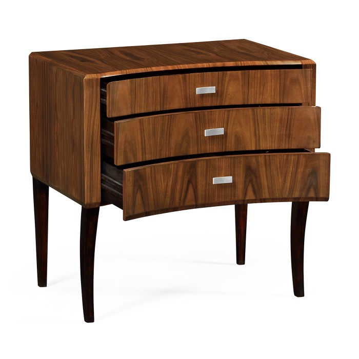 Art Deco curved chest of drawers with stainless steel handles (Satin)