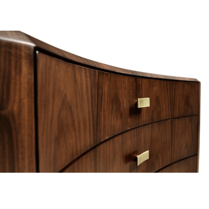 Art Deco Satin Curved Chest of Drawers