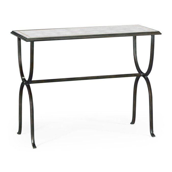 Églomisé & Bronze Iron Horseshoe Console