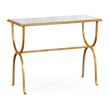 Églomisé & Gilded Iron Horseshoe Console