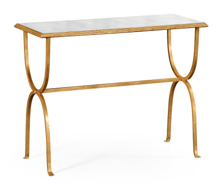 Églomisé & Gilded Iron Horseshoe Console