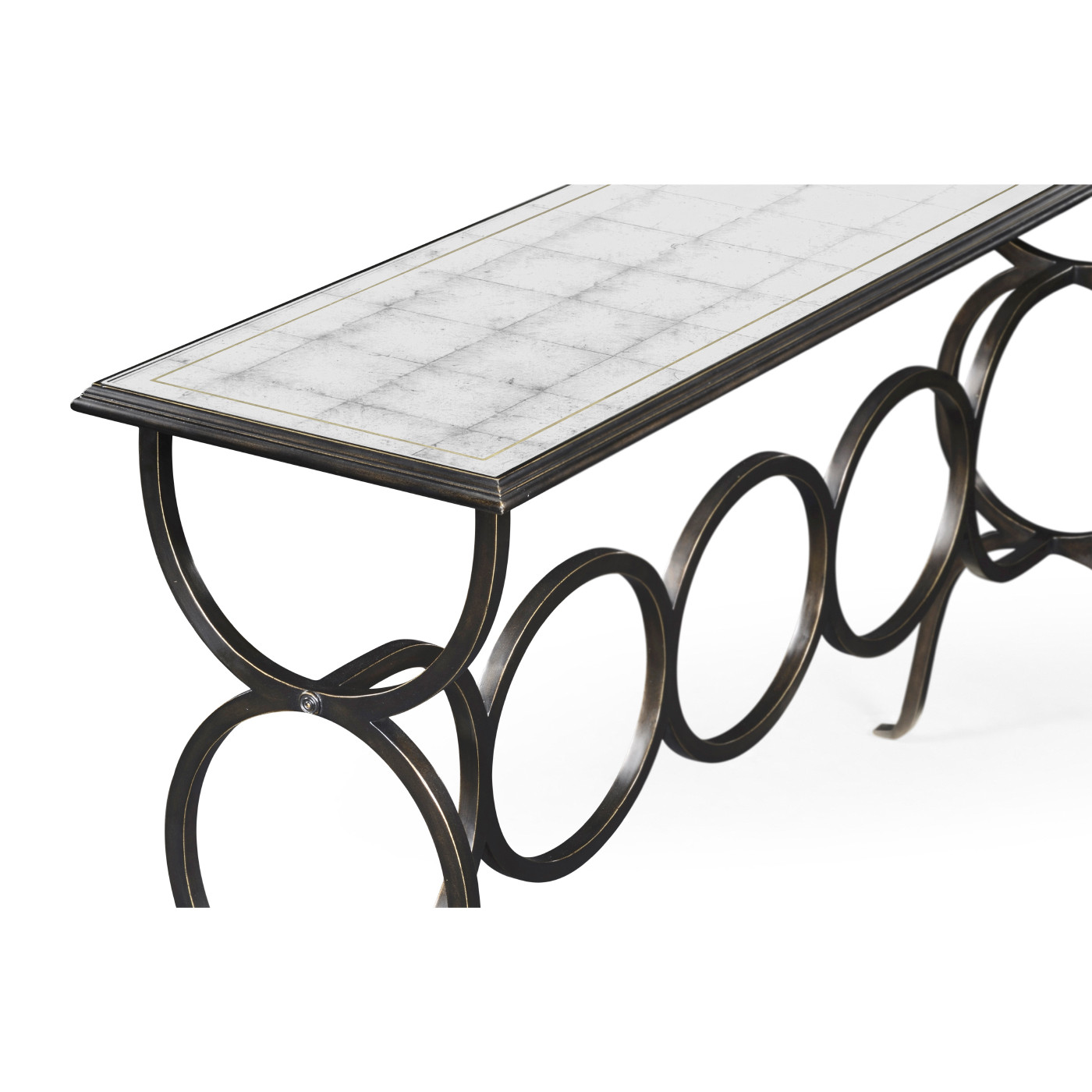 Églomisé & Bronze Iron Circles Console