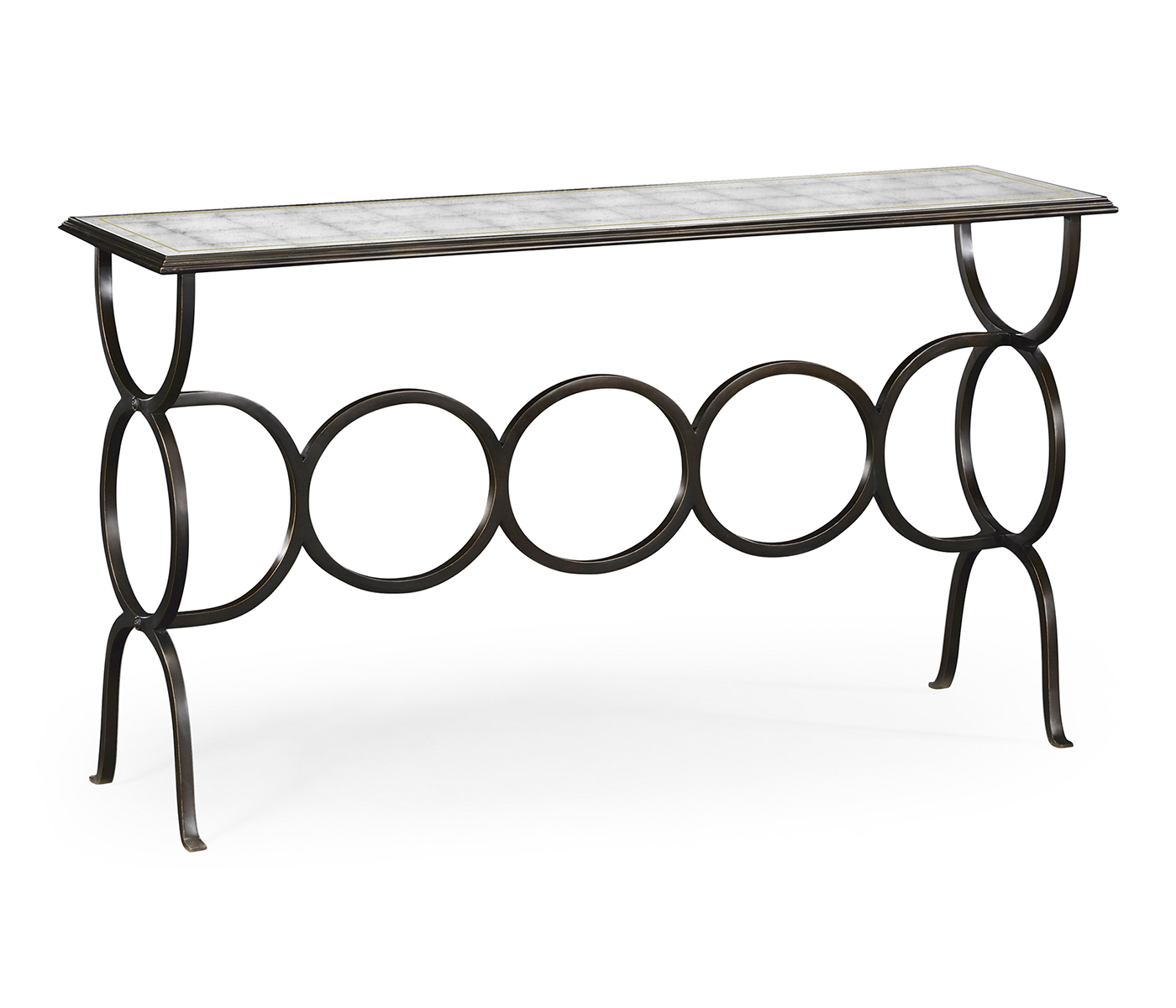 Églomisé & Bronze Iron Circles Console