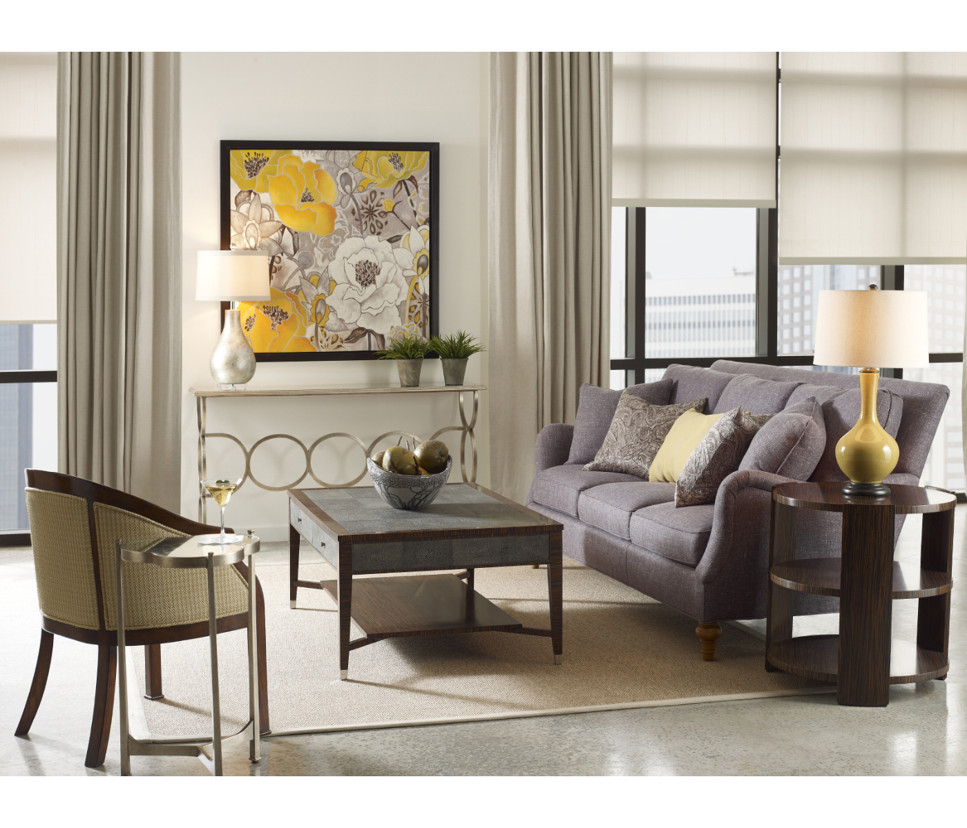 Églomisé & Gilded Iron Circles Console