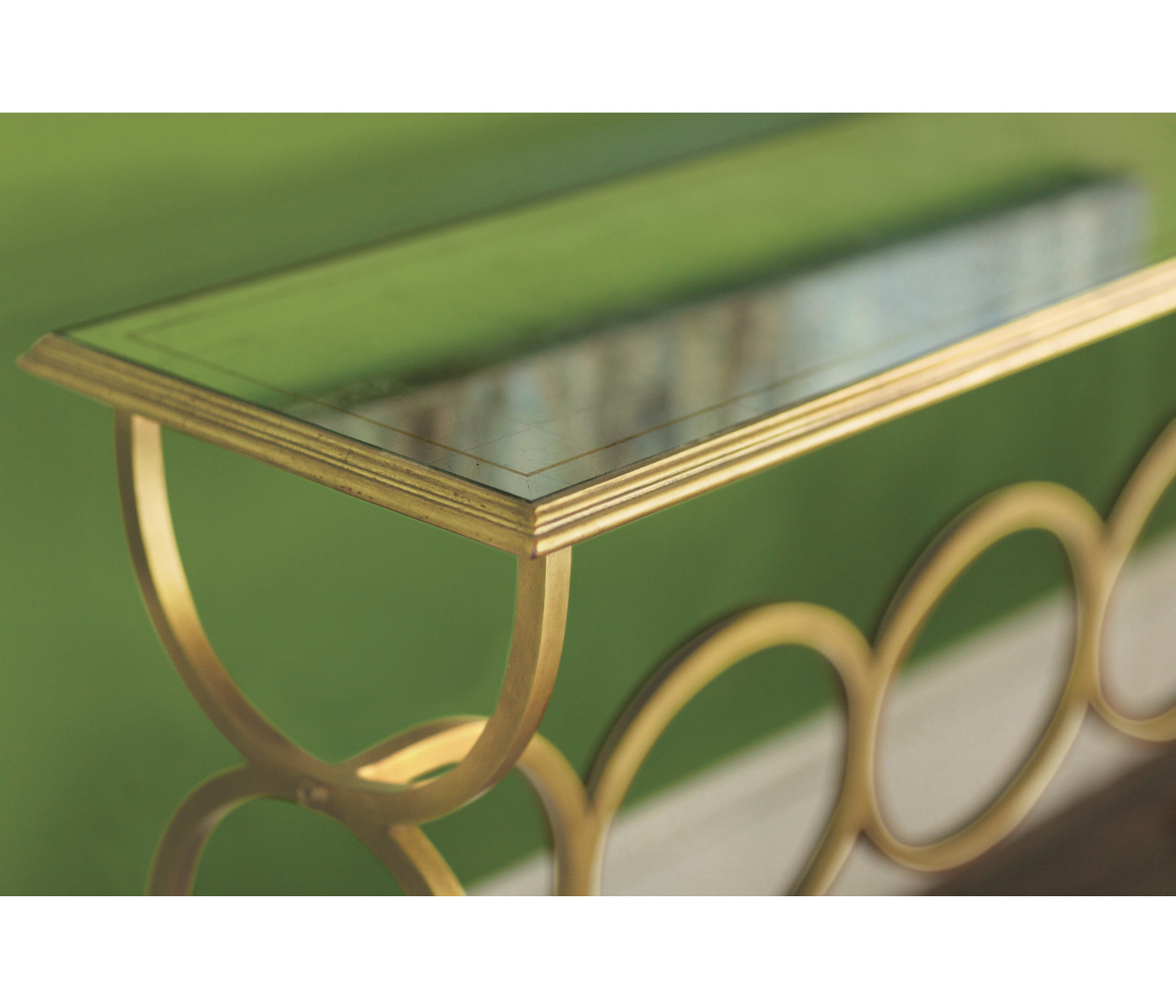 Églomisé & Gilded Iron Circles Console