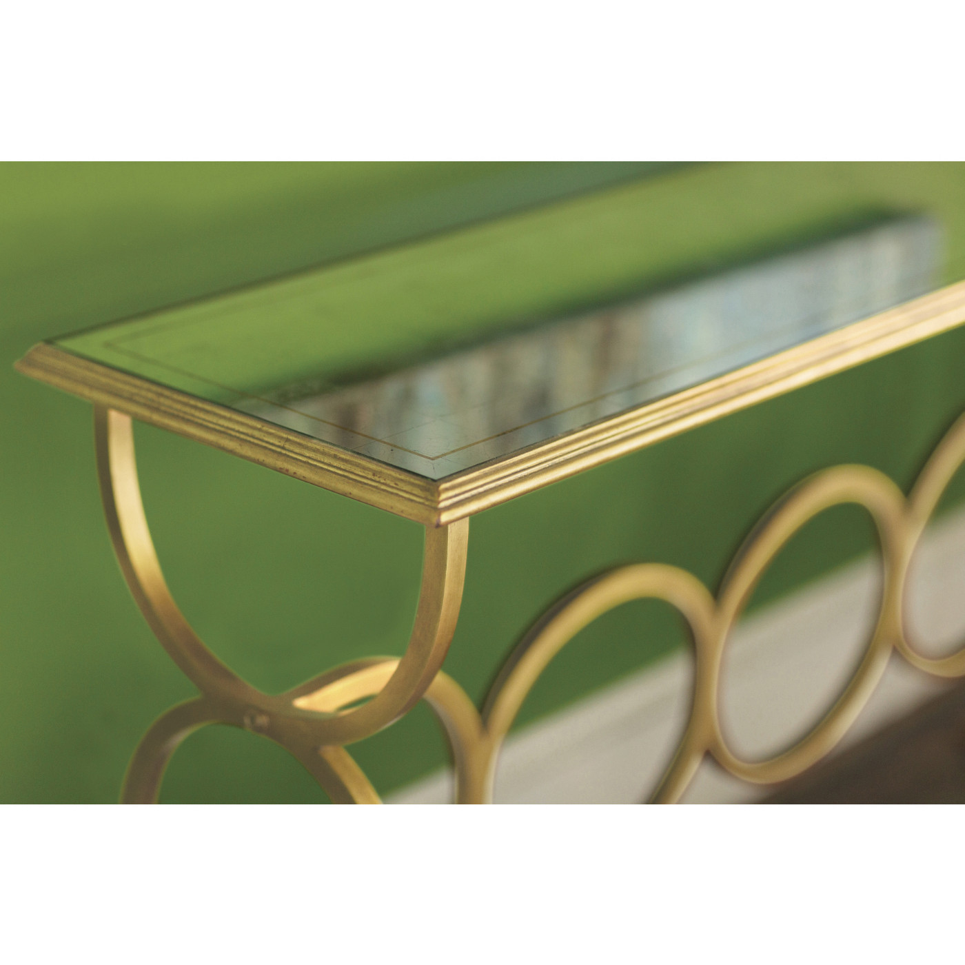 Églomisé & Gilded Iron Circles Console