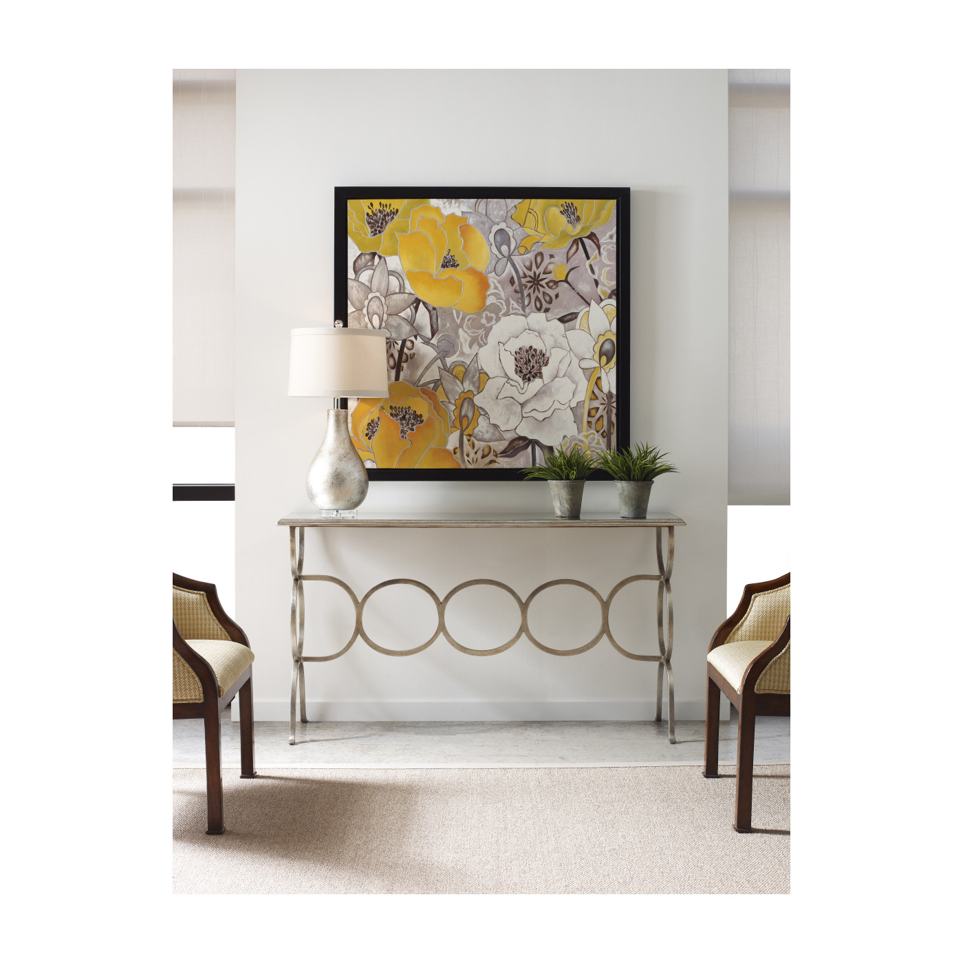 Églomisé & Silver Iron Circles Console