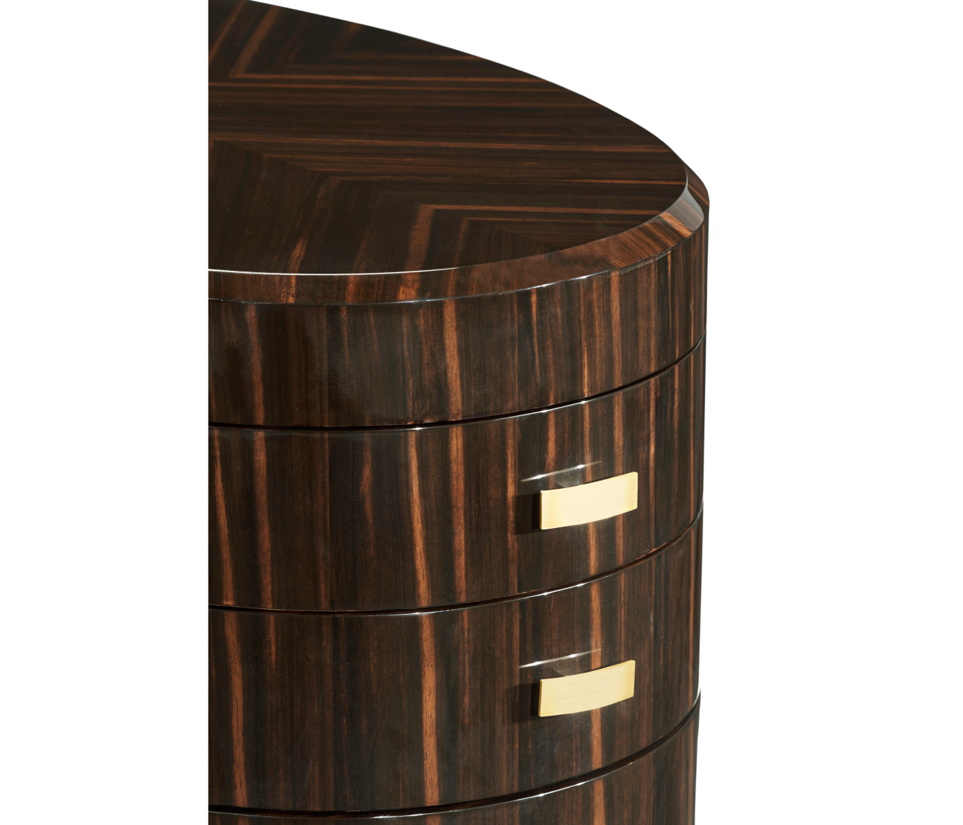 Oval Art Deco Macassar Ebony High Lustre Chest of Drawers