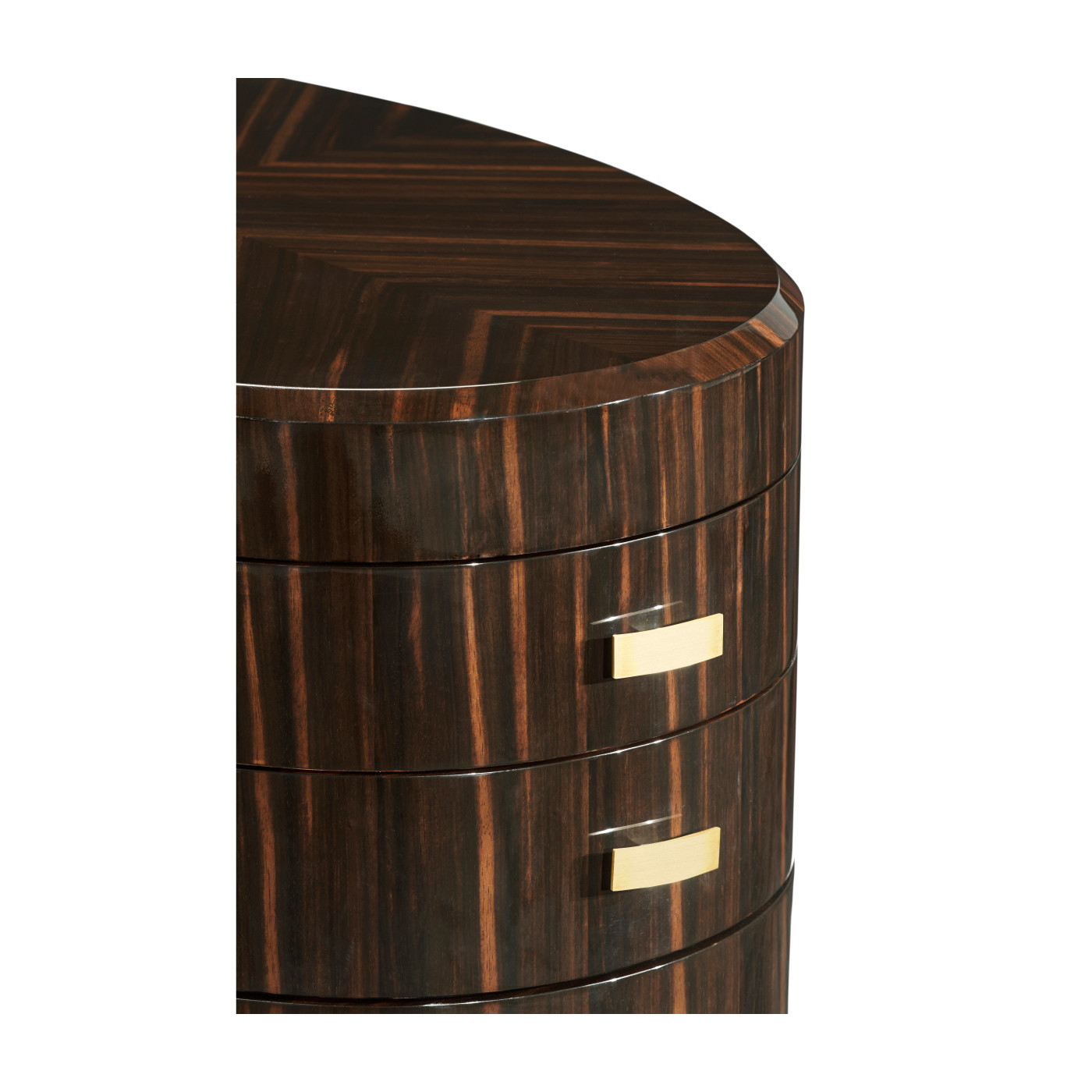 Oval Art Deco Macassar Ebony High Lustre Chest of Drawers