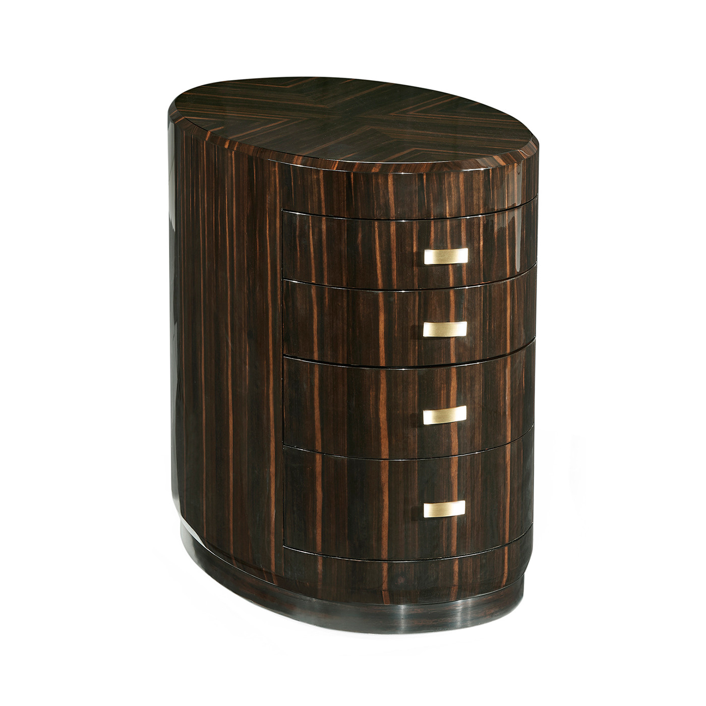 Oval Art Deco Macassar Ebony High Lustre Chest of Drawers
