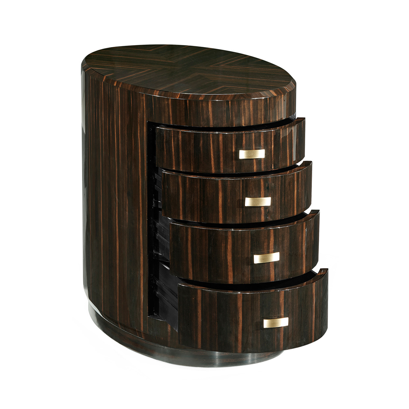 Oval Art Deco Macassar Ebony High Lustre Chest of Drawers