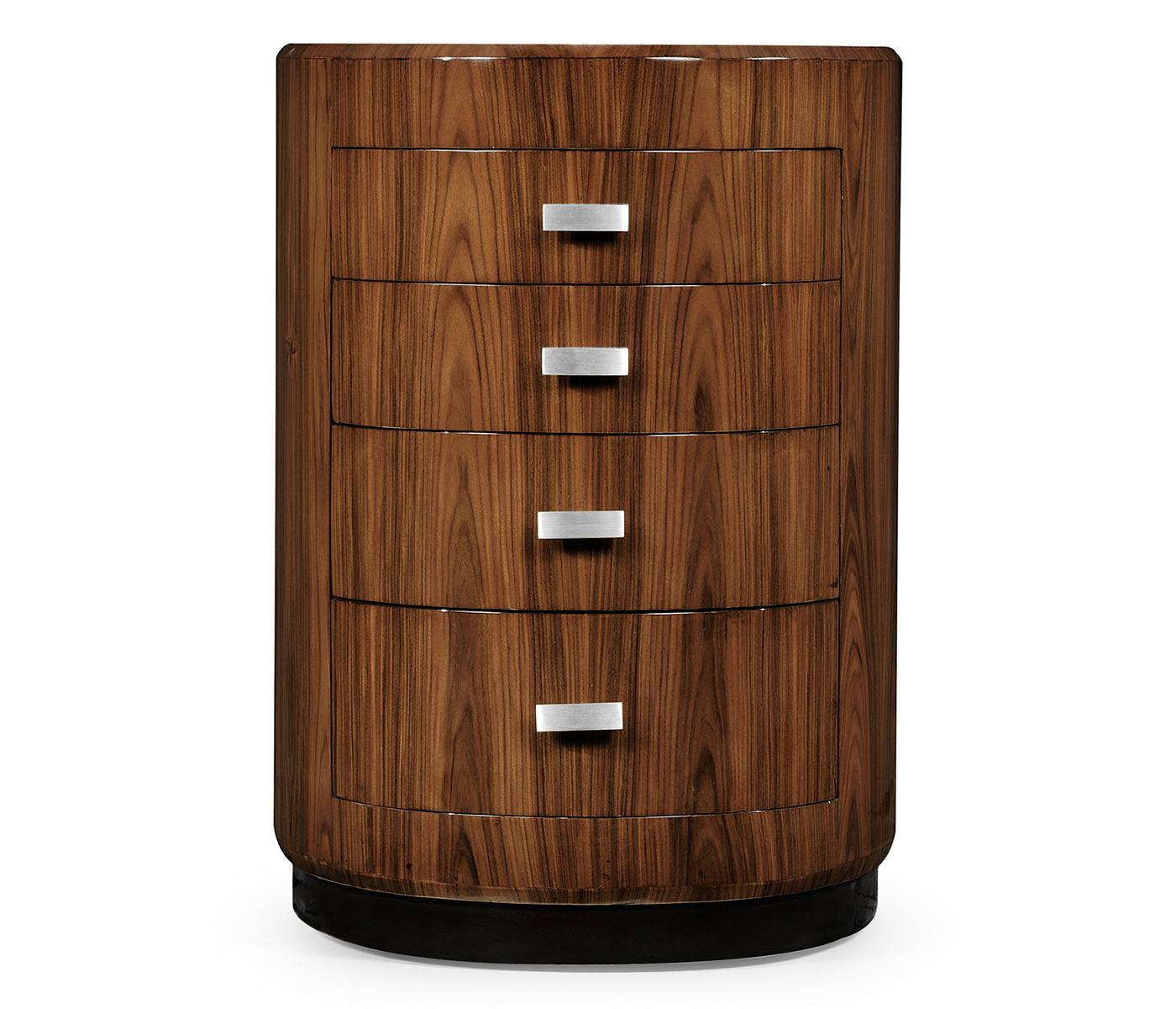 Art Deco oval chest of drawers with stainless steel handles (High lustre)