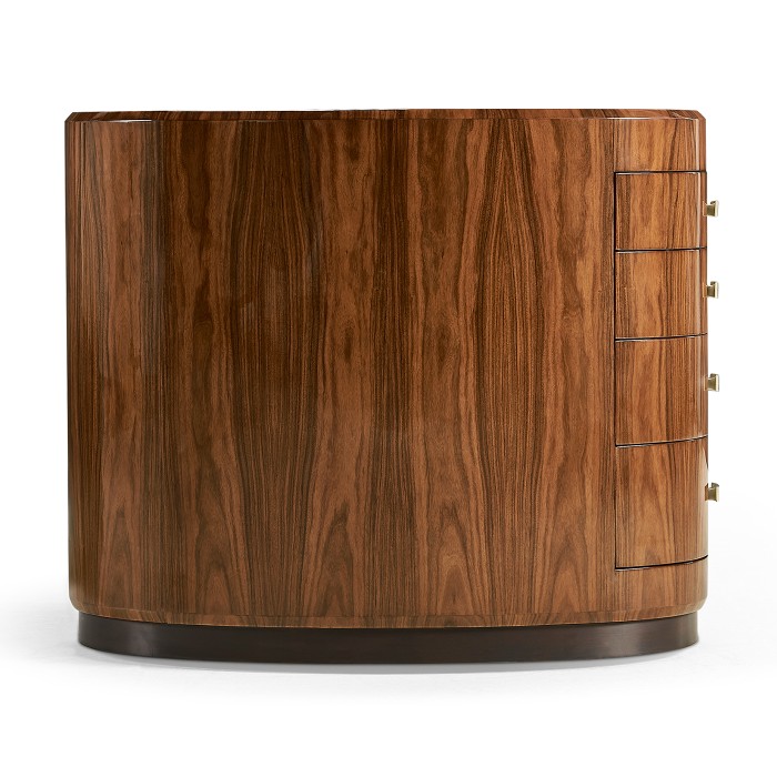 Art Deco Oval Chest of Drawers with Brass Handles (High Lustre)