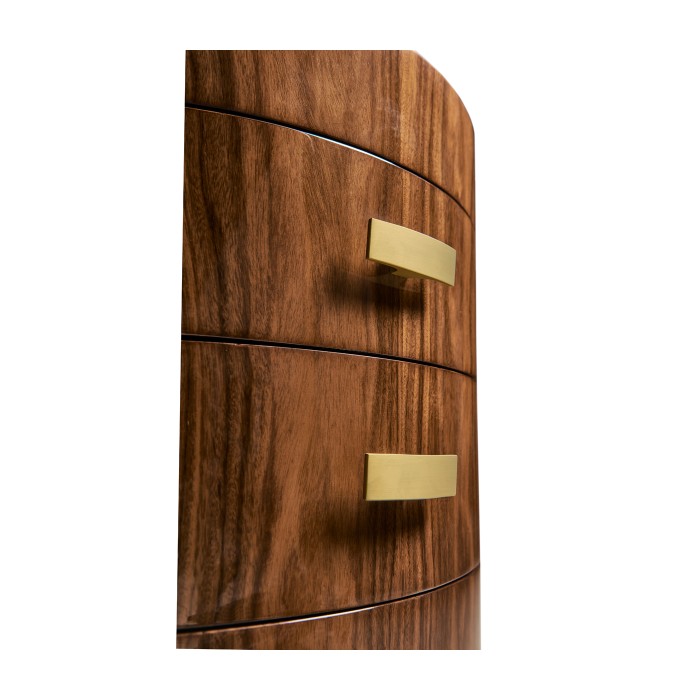 Art Deco Oval Chest of Drawers with Brass Handles (High Lustre)