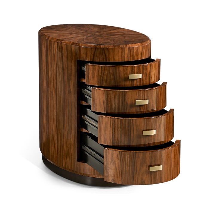 Art Deco Oval Chest of Drawers with Brass Handles (High Lustre)