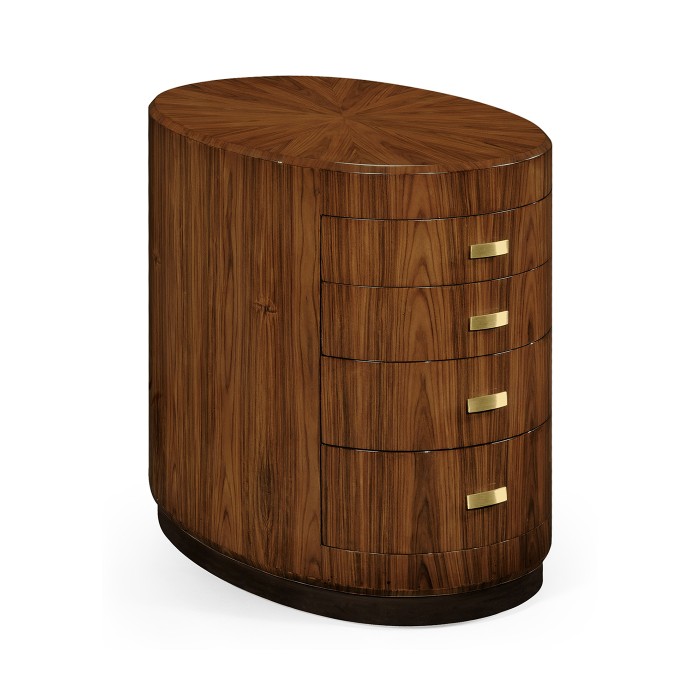 Art Deco Oval Chest of Drawers with Brass (Satin)