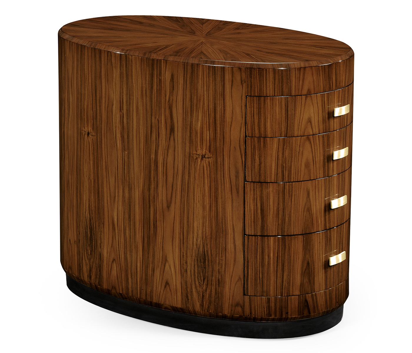 Art Deco Oval Chest of Drawers with Brass (Satin)