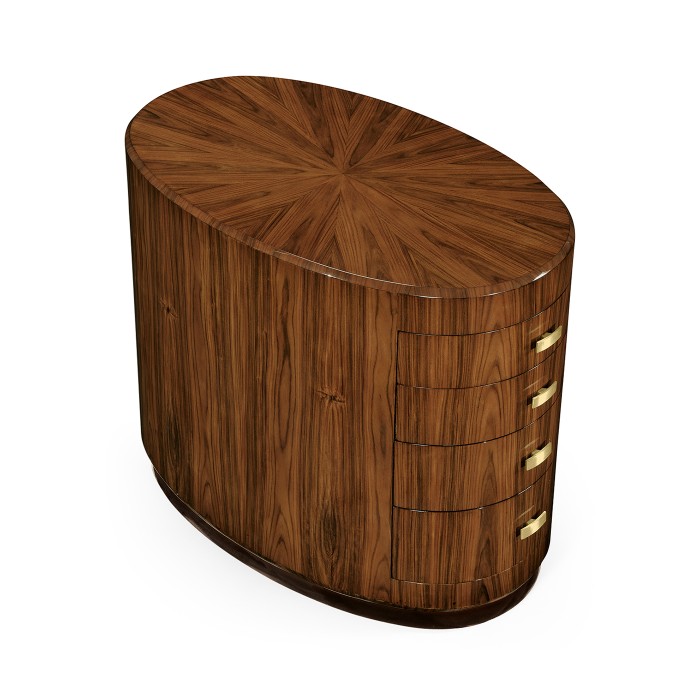 Art Deco Oval Chest of Drawers with Brass (Satin)