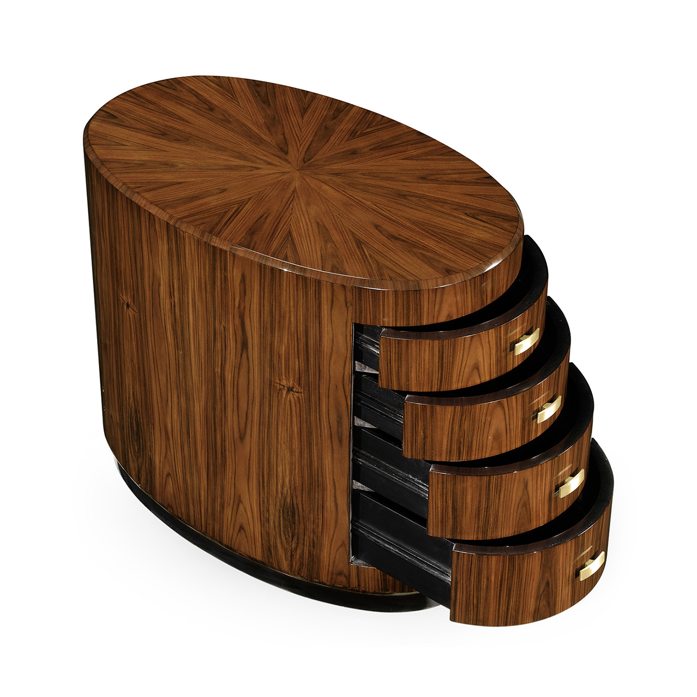 Art Deco Oval Chest of Drawers with Brass (Satin)