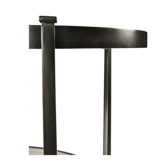 Large Églomisé & Bronze Iron Three-Tier Table