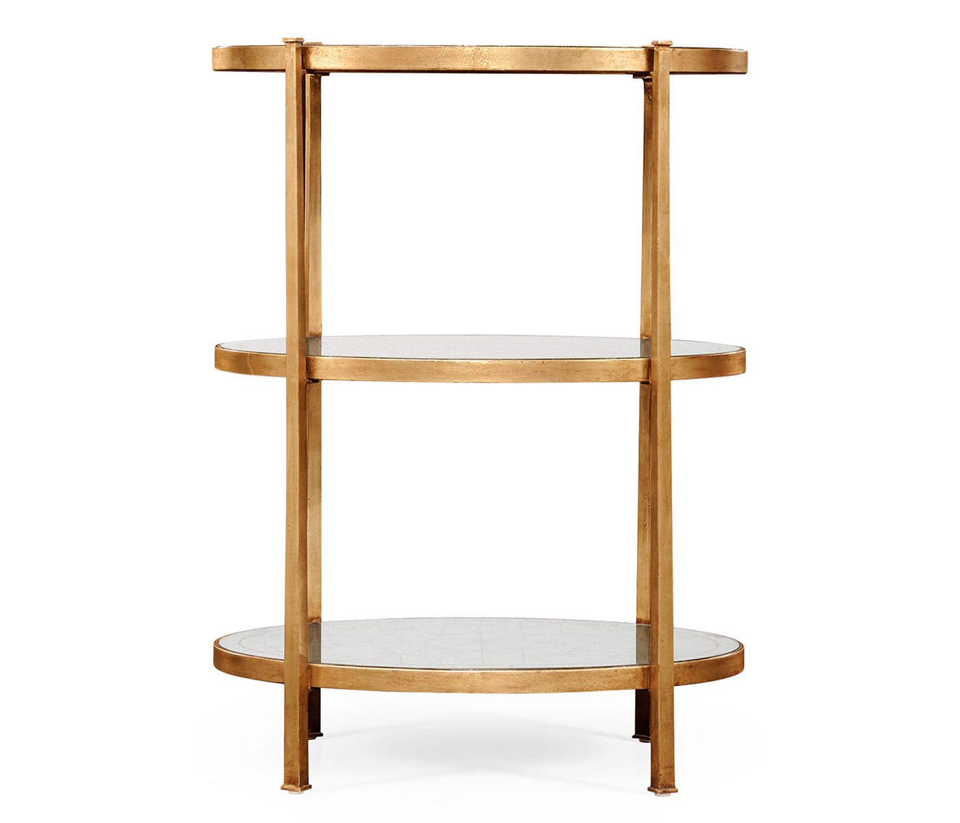 Large Églomisé & Gilded Iron Three-Tier Table