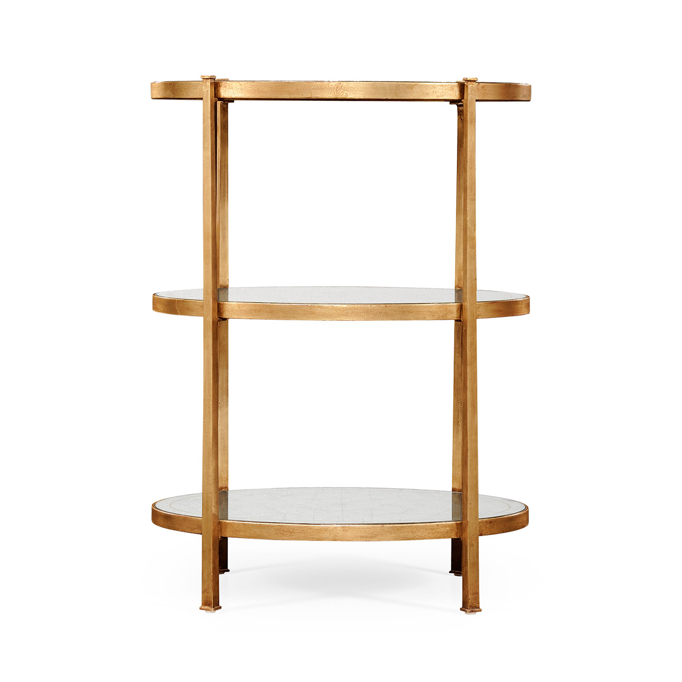 Large Églomisé & Gilded Iron Three-Tier Table