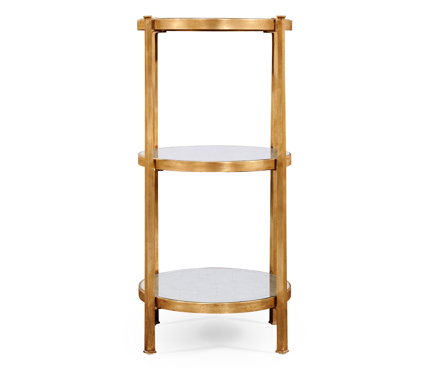 Large Églomisé & Gilded Iron Three-Tier Table