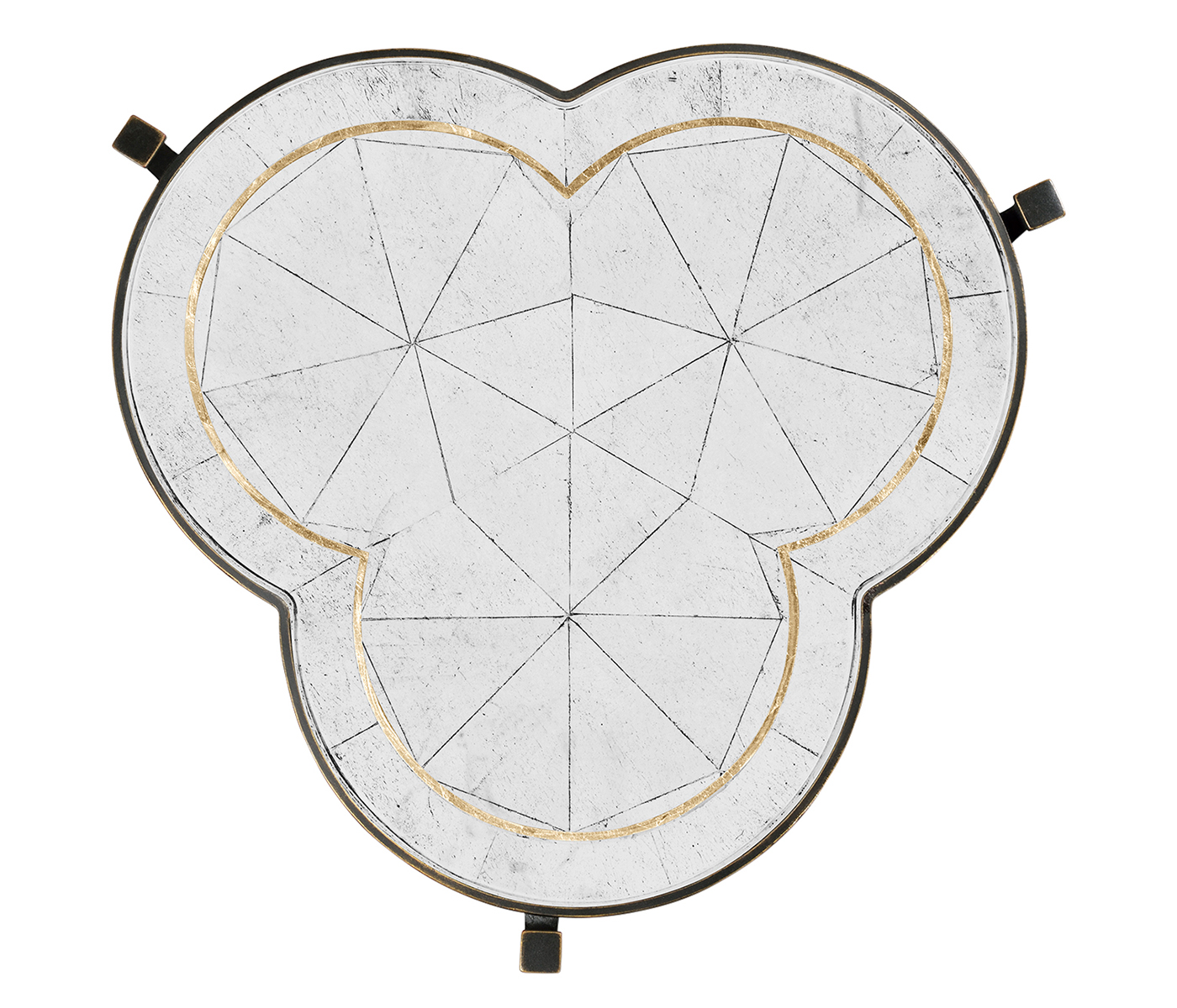 Églomisé & Bronze Iron Trefoil Lamp Table