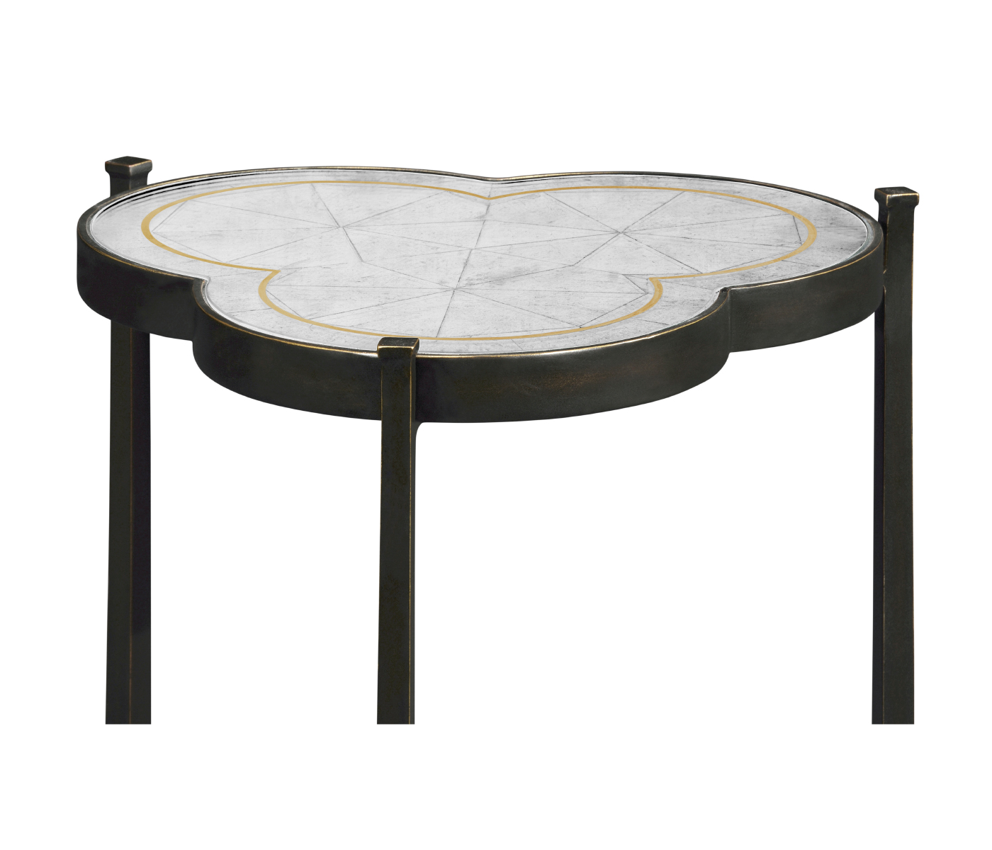 Églomisé & Bronze Iron Trefoil Lamp Table